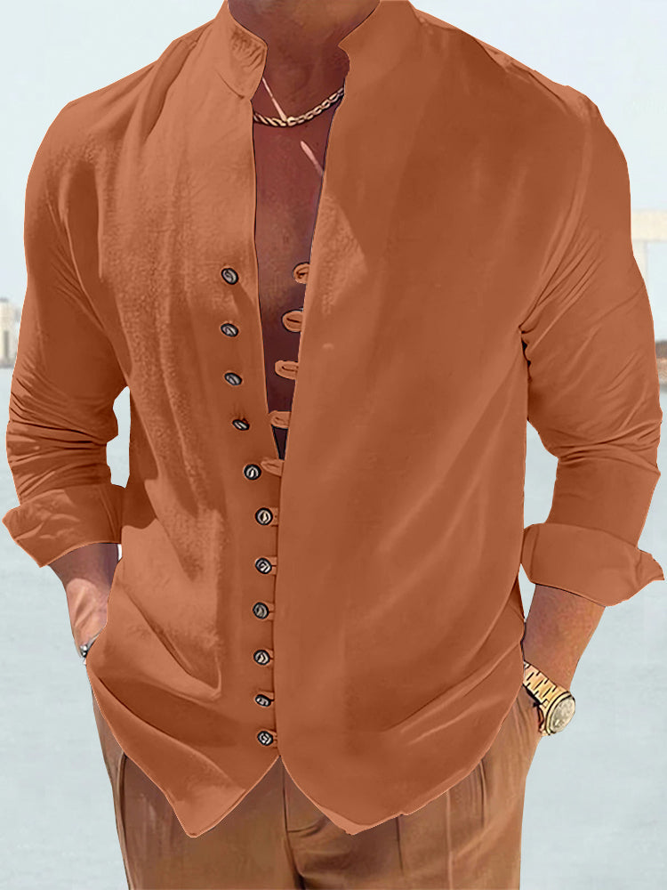 Cyan - KATOENEN LINNEN SHIRT MET LANGE MOUWEN