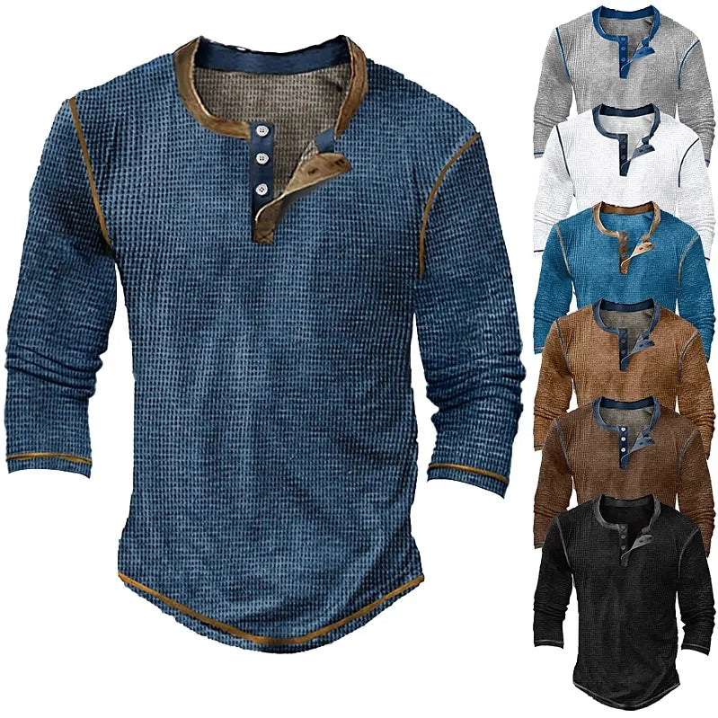 NORDHEIM™ | WAFFELSTRICK HENLEY LANGARM SHIRT