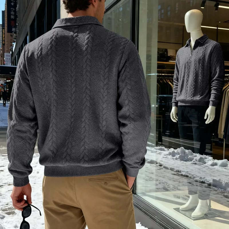 ROYAL™ | ZIPP PULLOVER MIT ZOPFSTRICK