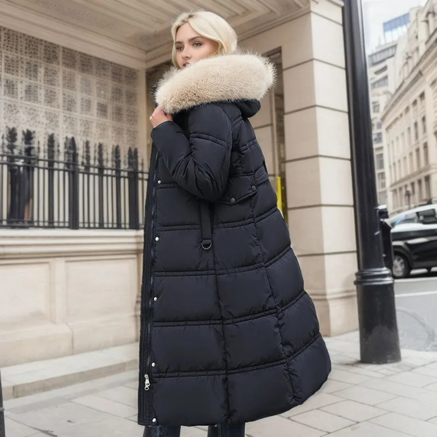 Eva™ | Luxus Winterjacke mit Fellkapuze
