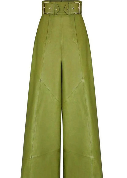 Sophia™ | High-Waisted PU-Lederhose mit Weitem Bein