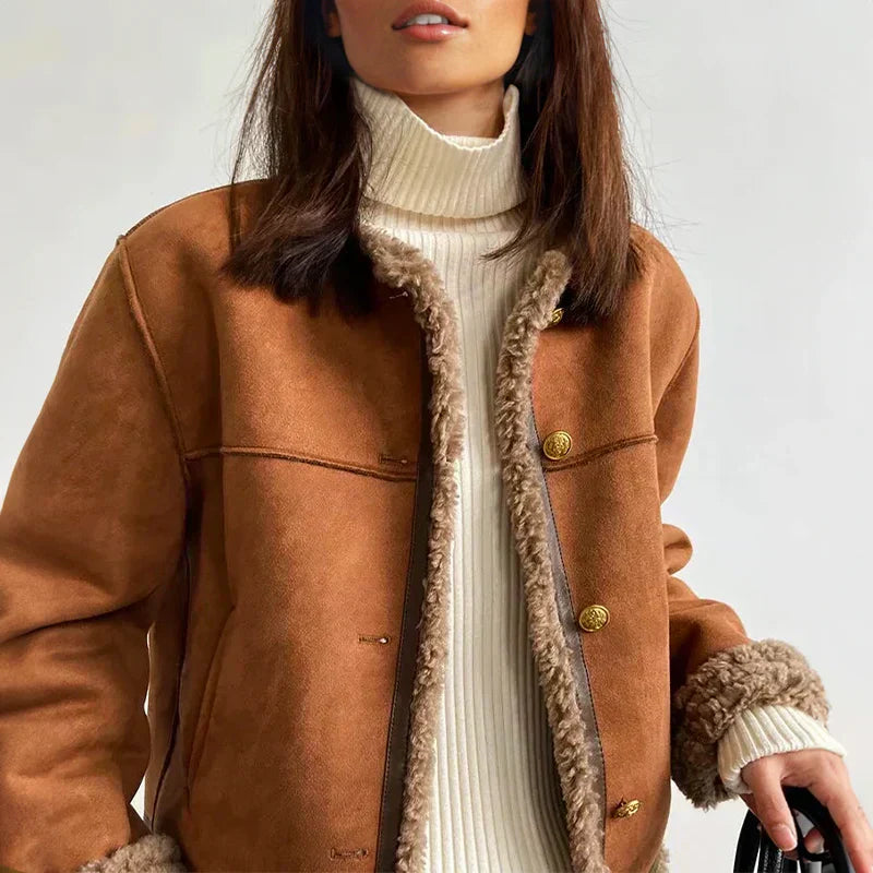 Rosalie™ | Schafsleder Knopfjacke