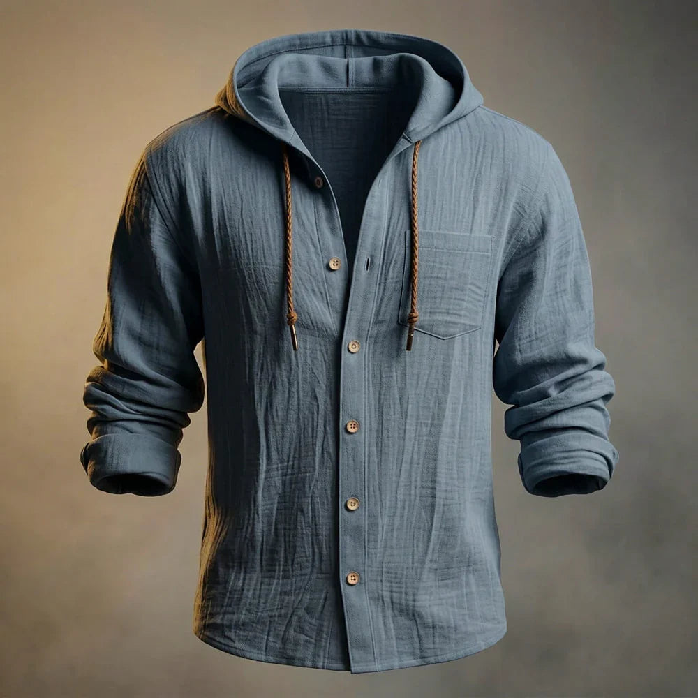 MILES™ | BAUMWOLL-LEINEN LEICHTE HOODIE JACKE
