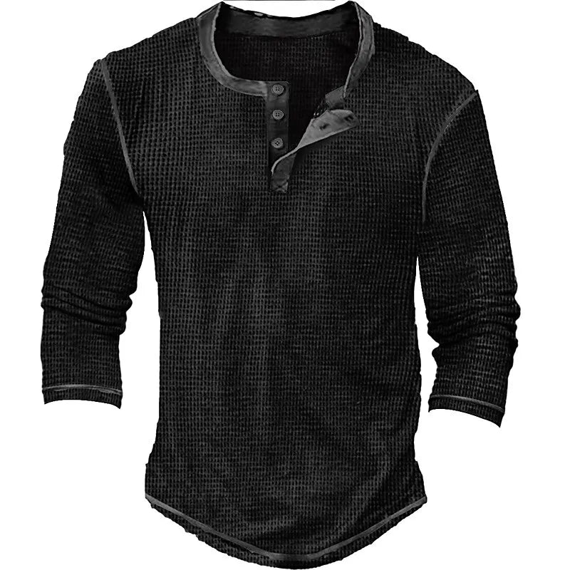 NORDHEIM™ | WAFFELSTRICK HENLEY LANGARM SHIRT